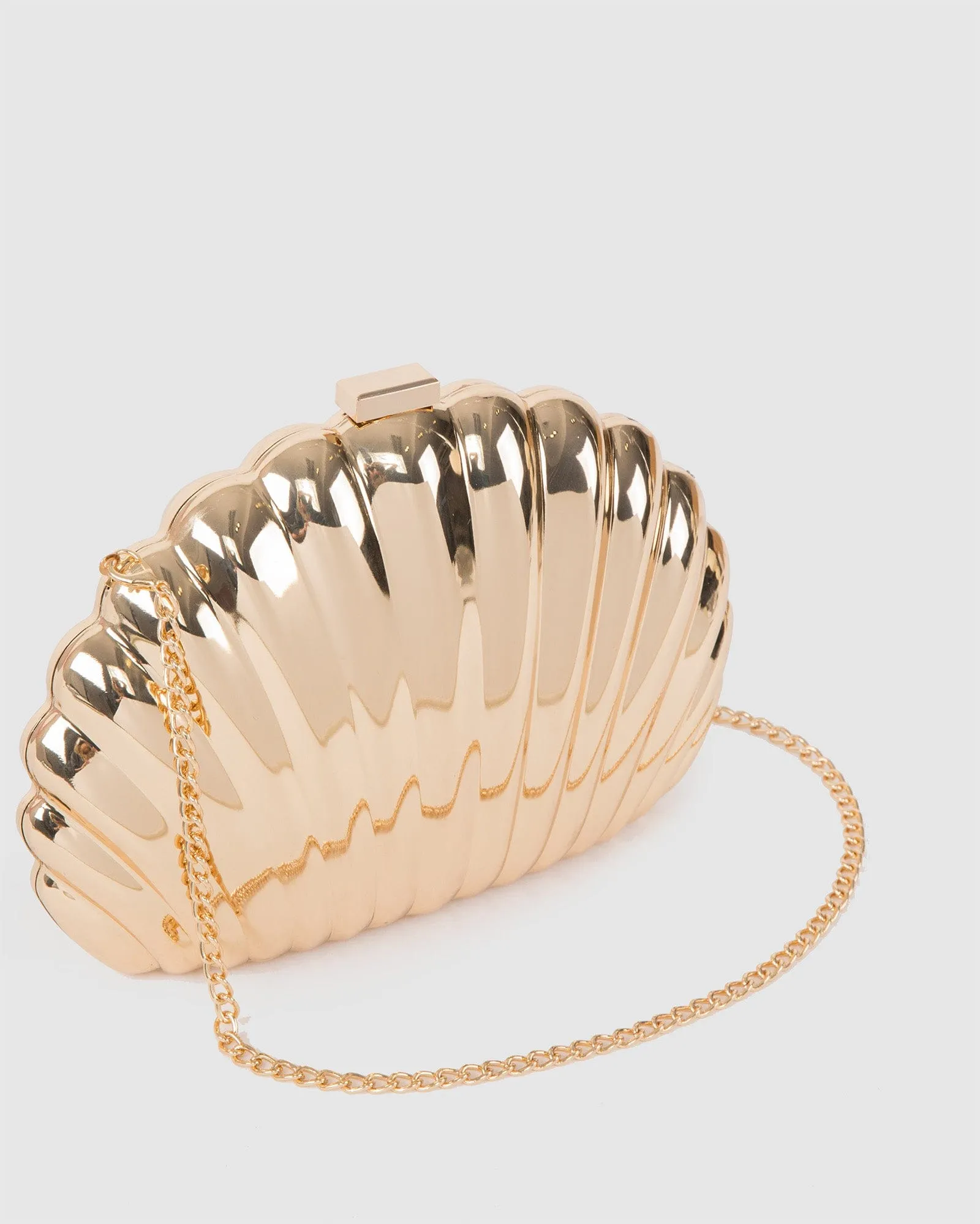 Gold Avana Shell Clutch Bag