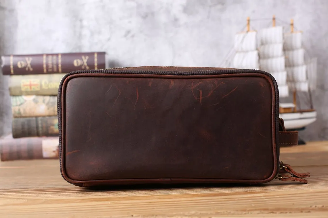 Groomsmen Gifts, Waterproof Leather Toiletry Bag, Personalized Leather Dopp Kit, Men's Shaving Kit, Bridesmaid Gift, Birthday Gift, Father Gift