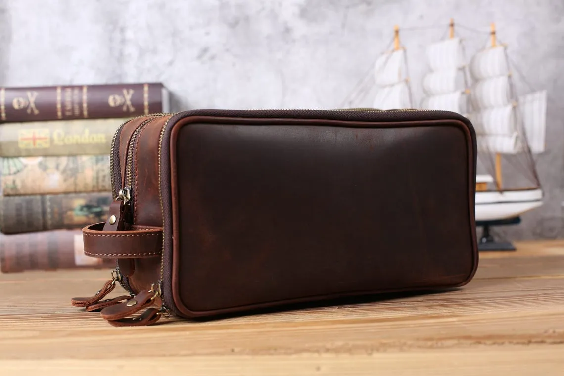 Groomsmen Gifts, Waterproof Leather Toiletry Bag, Personalized Leather Dopp Kit, Men's Shaving Kit, Bridesmaid Gift, Birthday Gift, Father Gift