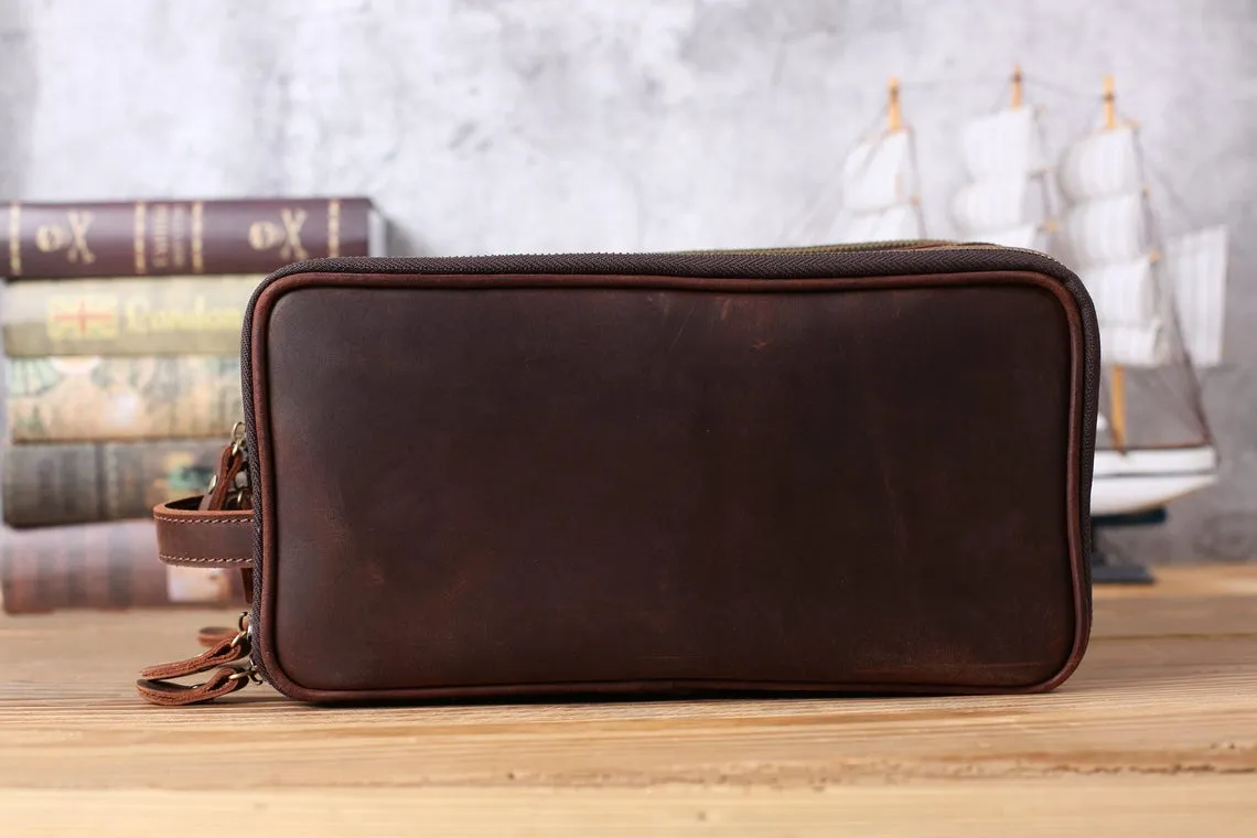 Groomsmen Gifts, Waterproof Leather Toiletry Bag, Personalized Leather Dopp Kit, Men's Shaving Kit, Bridesmaid Gift, Birthday Gift, Father Gift