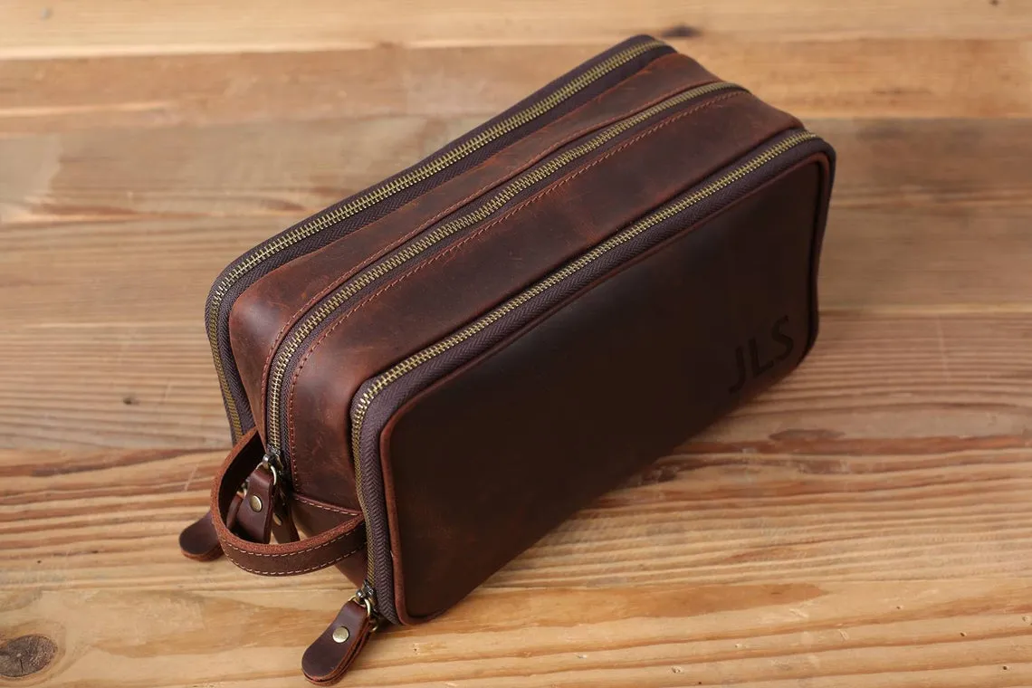 Groomsmen Gifts, Waterproof Leather Toiletry Bag, Personalized Leather Dopp Kit, Men's Shaving Kit, Bridesmaid Gift, Birthday Gift, Father Gift