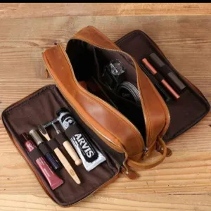 Groomsmen Gifts, Waterproof Leather Toiletry Bag, Personalized Leather Dopp Kit, Men's Shaving Kit, Bridesmaid Gift, Birthday Gift, Father Gift