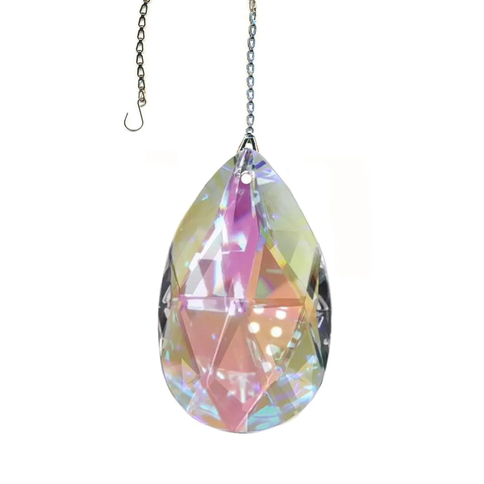 Hanging Crystal Aurora Borealis Magnificent Crystal 2.5-in Crystal Almond Prism