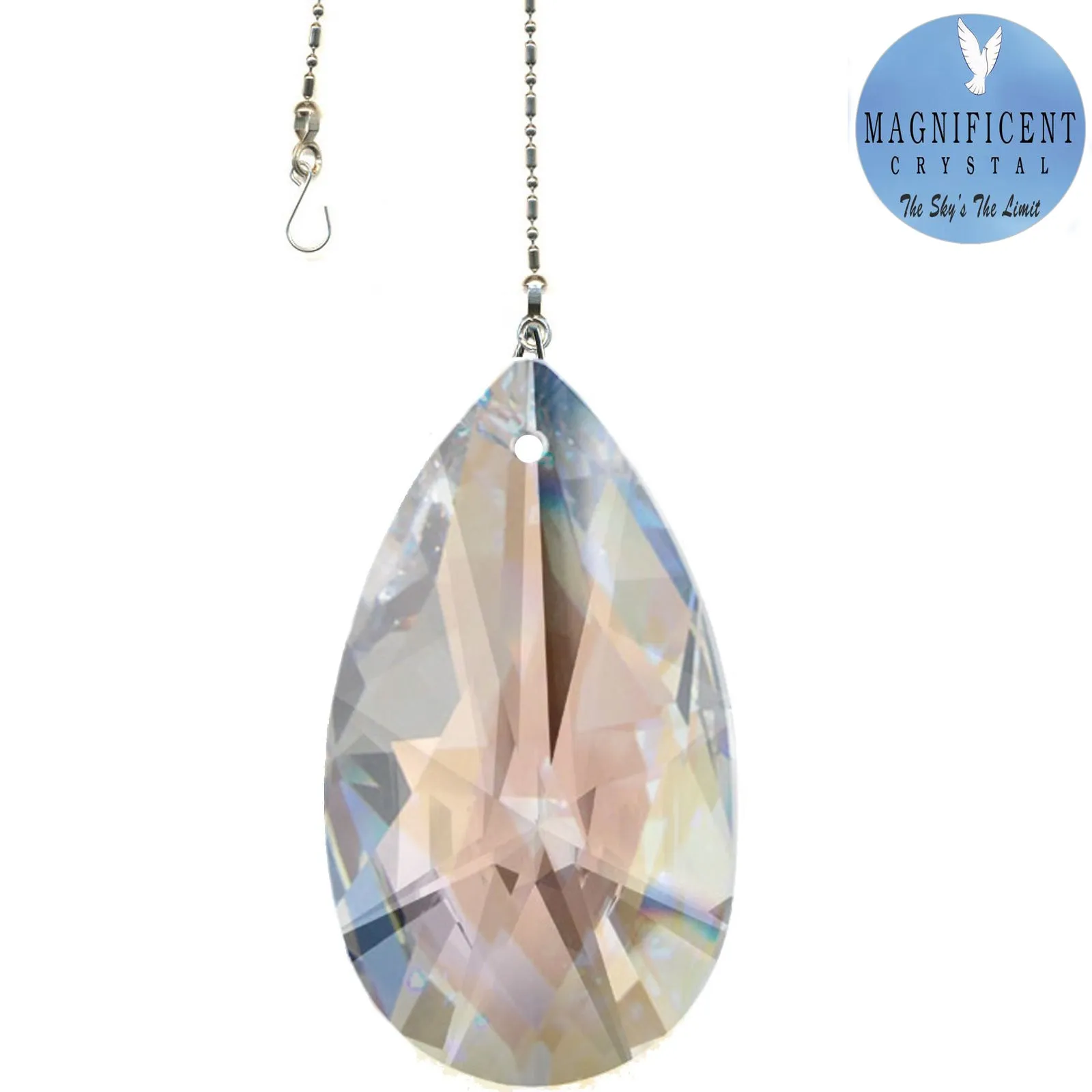 Hanging Crystal Aurora Borealis Magnificent Crystal 2.5-in Crystal Modern Almond Prism