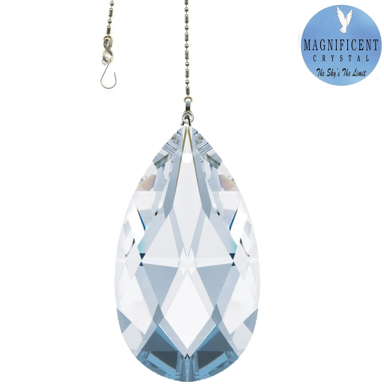 Hanging Crystal Suncatcher 2.5-in Magnificent Crystal Clear Almond Prism