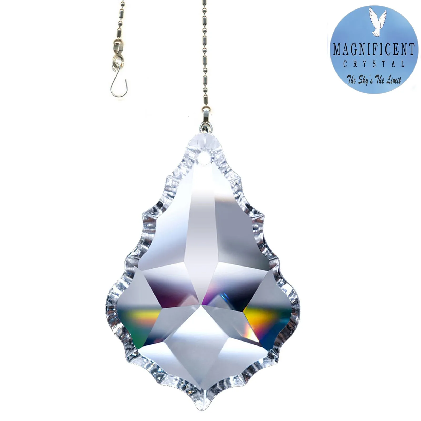 Hanging Crystal Suncatcher 2.5-in Magnificent Crystal Clear Pendeloque Prism