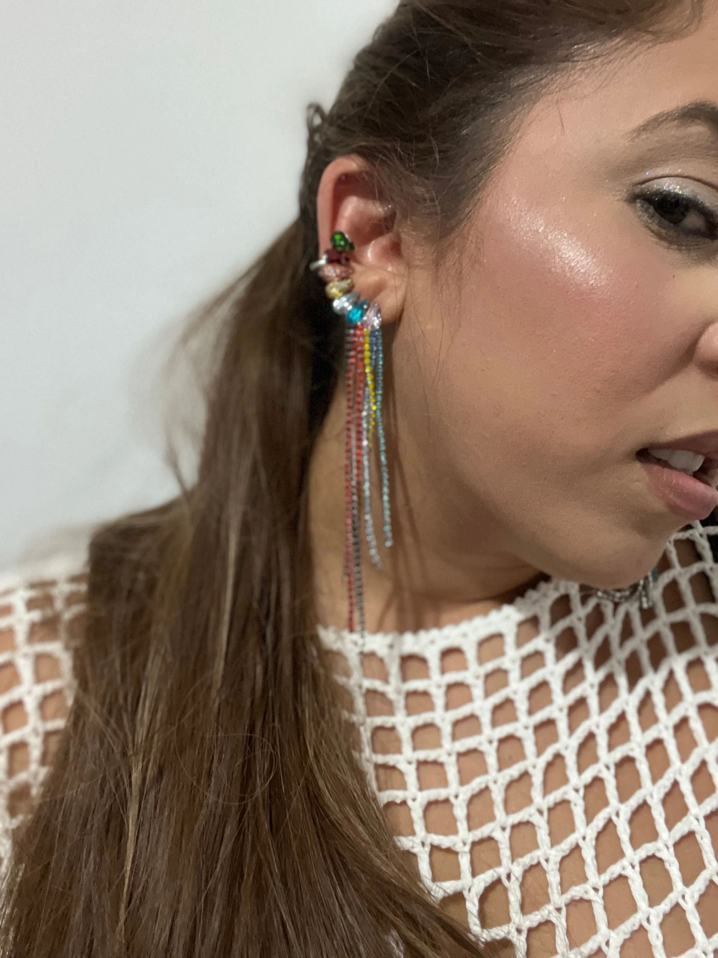 Heart Tassel Earcuff Earrings (multicolor)