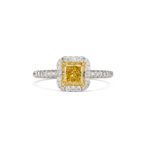 Hello Yellow® Radiant Cut Fancy Yellow Diamond Ring | Platinum