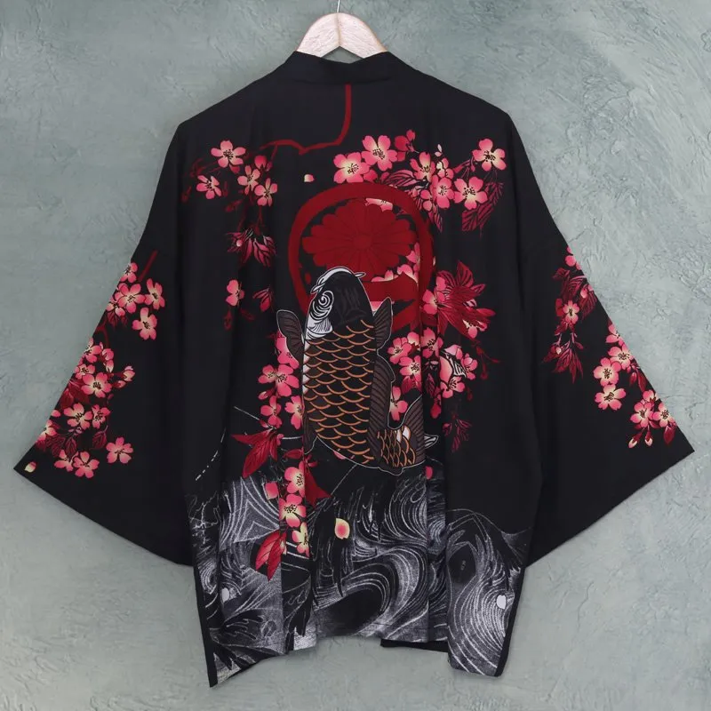 Japanese Magnificent Koi Kanagawa Waves Unisex Kimono