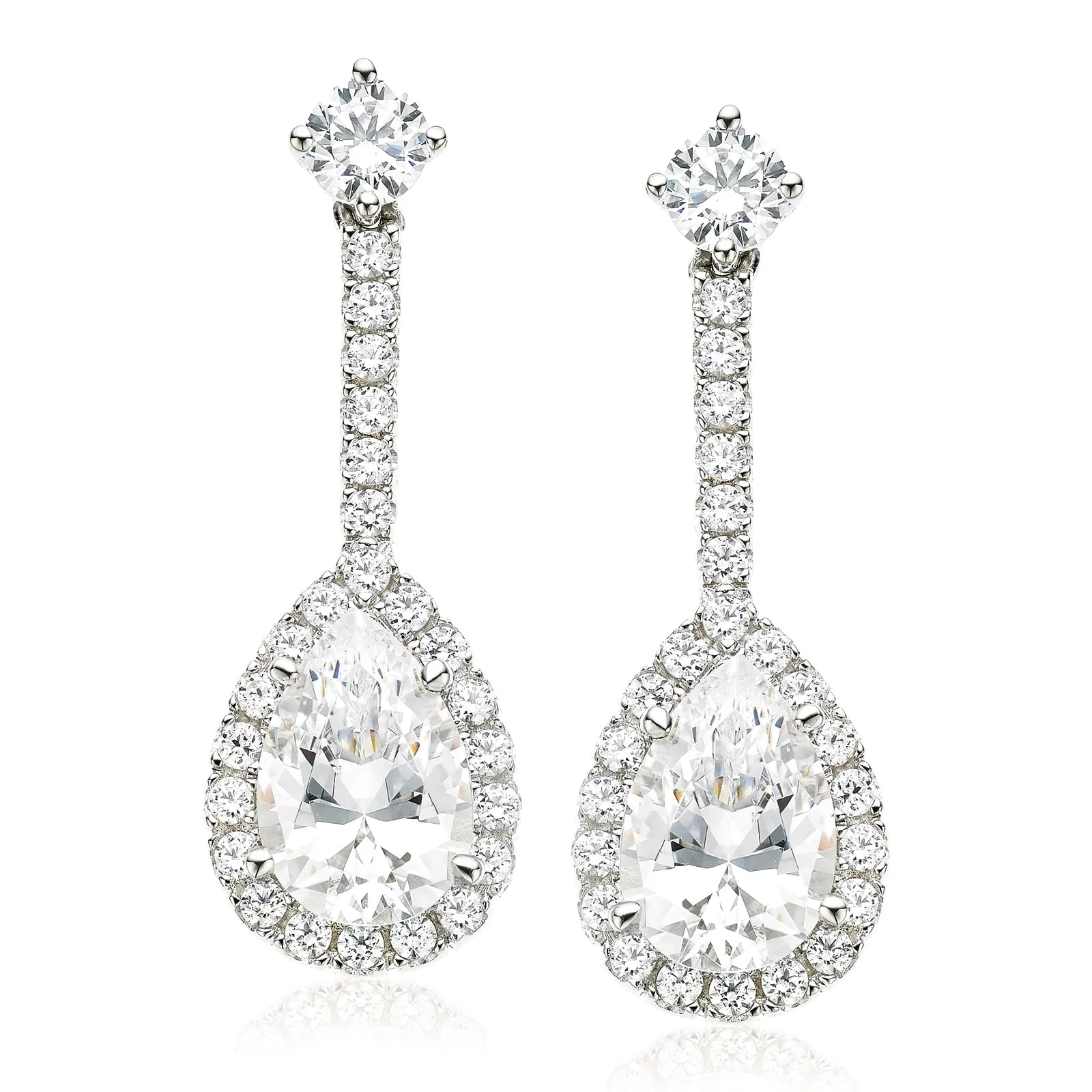 KISS Cubic Zirconia Round Cut & Sterling Silver Pear Earrings