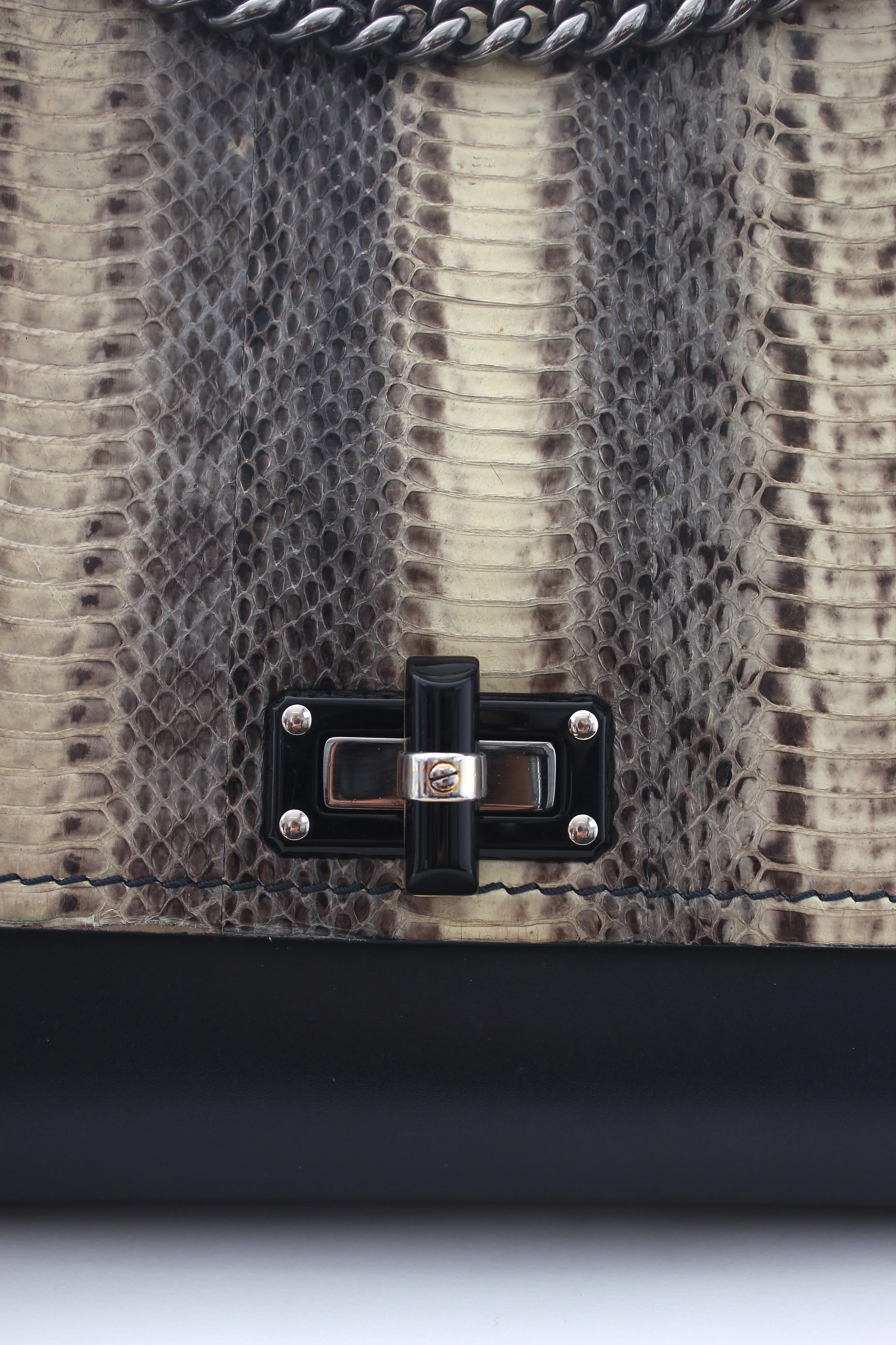 Lanvin 'Happy' Snakeskin and Leather Flap Bag