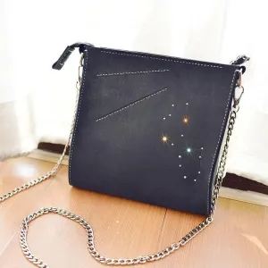 LEATHER PERSONALIZED Constellation SHOULDER BAG PURSE HANDMADE MONOGRAMMED GIFT CUSTOM CROSSBODY BAG PURSE Chain SHOULDER BAG PURSE