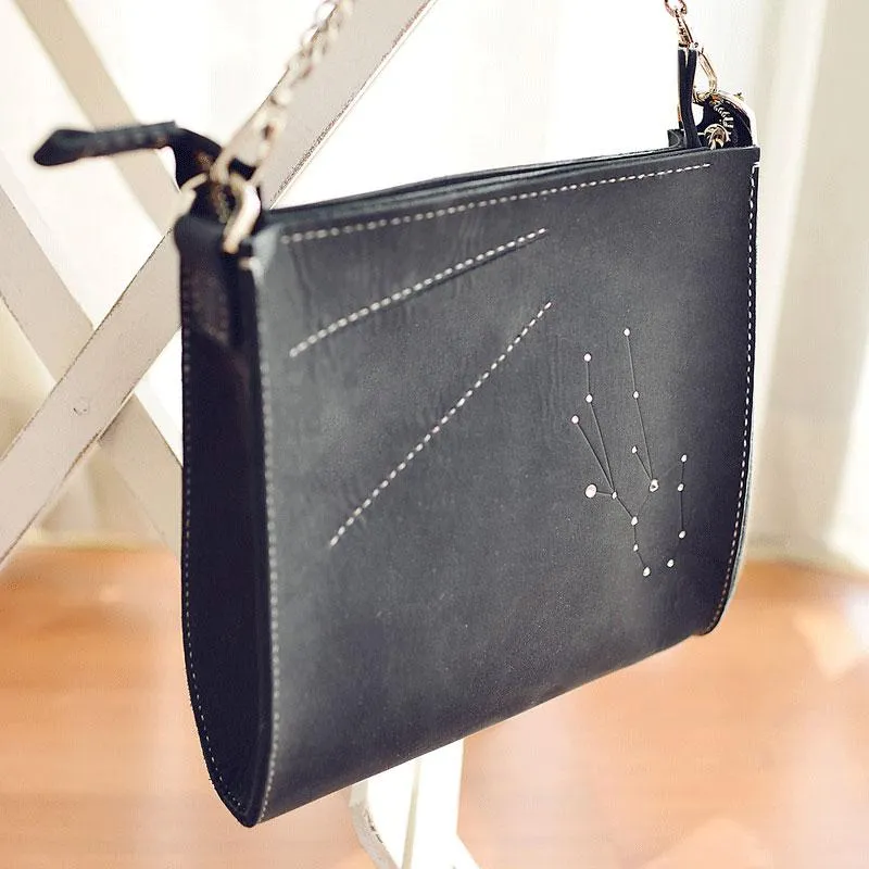 LEATHER PERSONALIZED Constellation SHOULDER BAG PURSE HANDMADE MONOGRAMMED GIFT CUSTOM CROSSBODY BAG PURSE Chain SHOULDER BAG PURSE