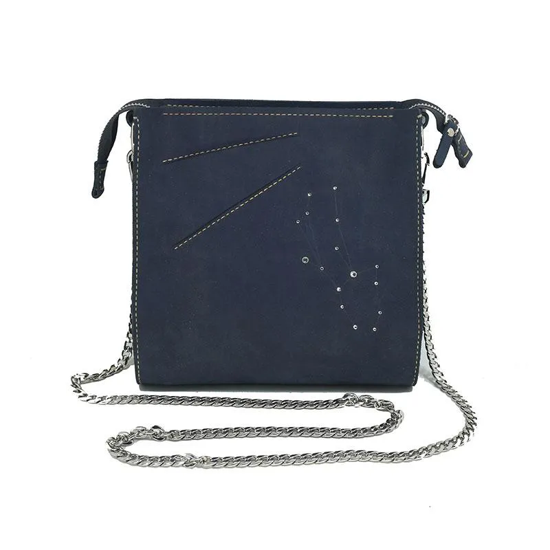 LEATHER PERSONALIZED Constellation SHOULDER BAG PURSE HANDMADE MONOGRAMMED GIFT CUSTOM CROSSBODY BAG PURSE Chain SHOULDER BAG PURSE