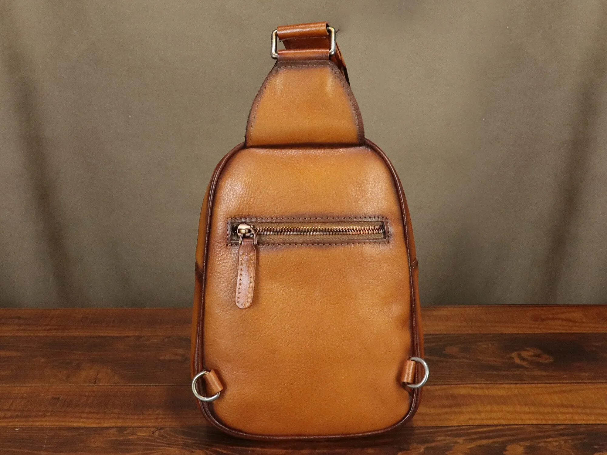 Leather Sling Bag Large Crossbody Shoulder Backpack