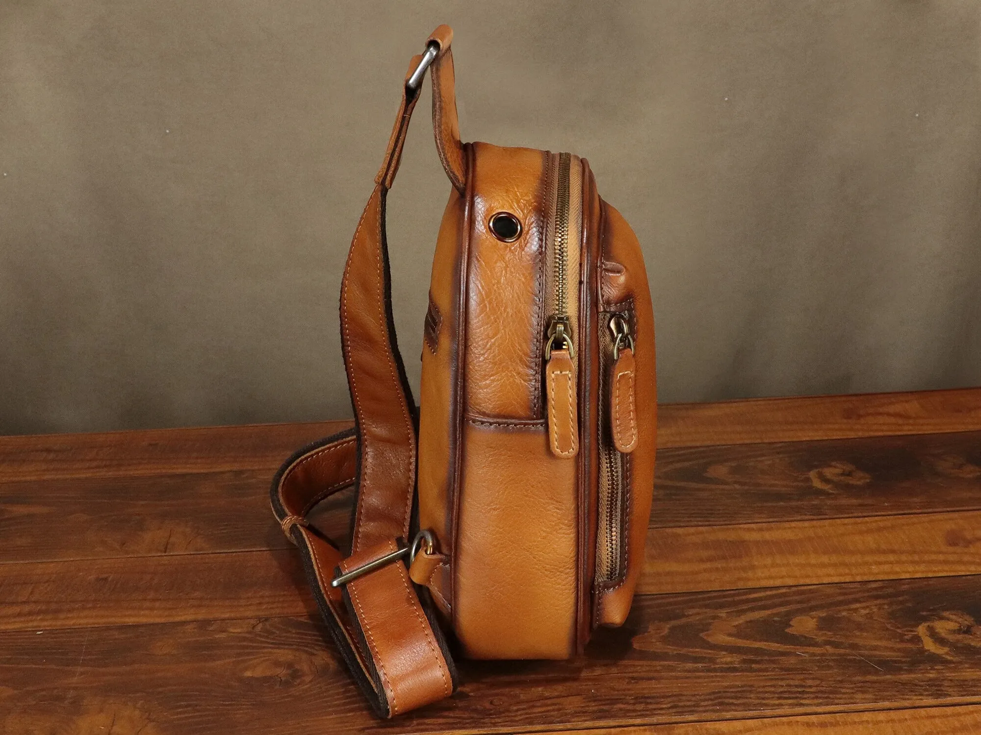 Leather Sling Bag Large Crossbody Shoulder Backpack