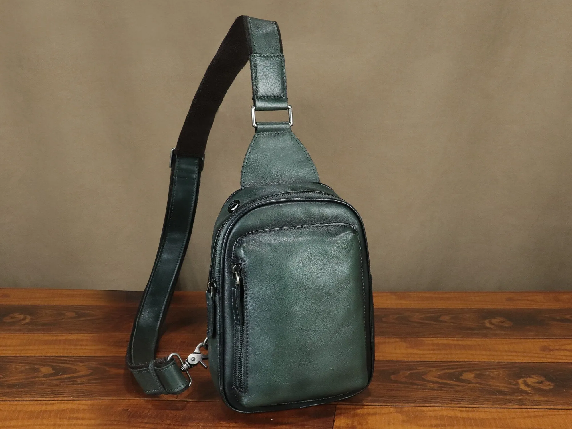 Leather Sling Bag Large Crossbody Shoulder Backpack