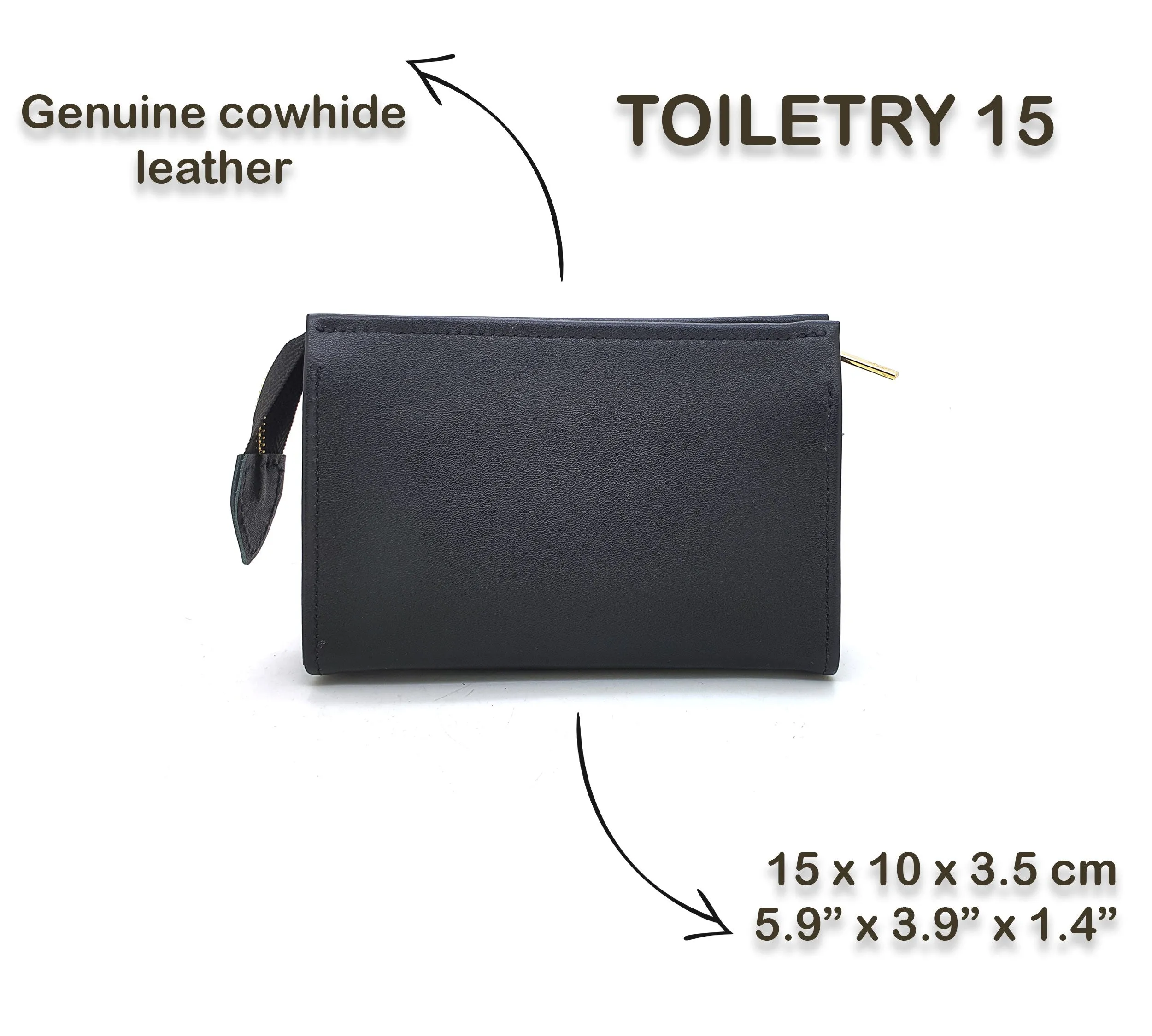 Leather Toiletry Pouch 15 - Black