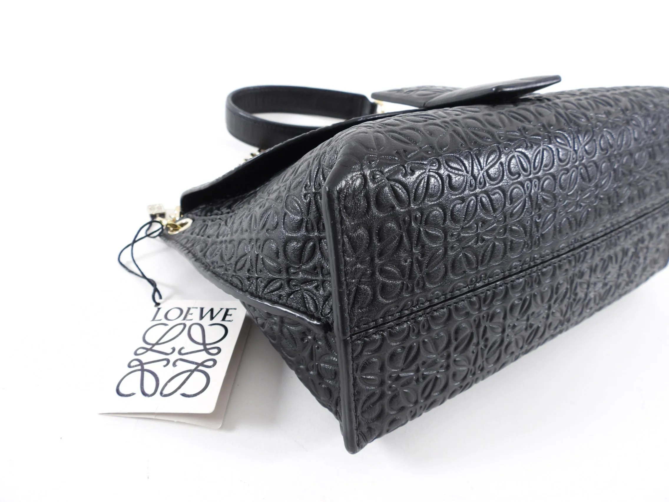 Loewe Black Embossed Anagram Avenue Chain Bag