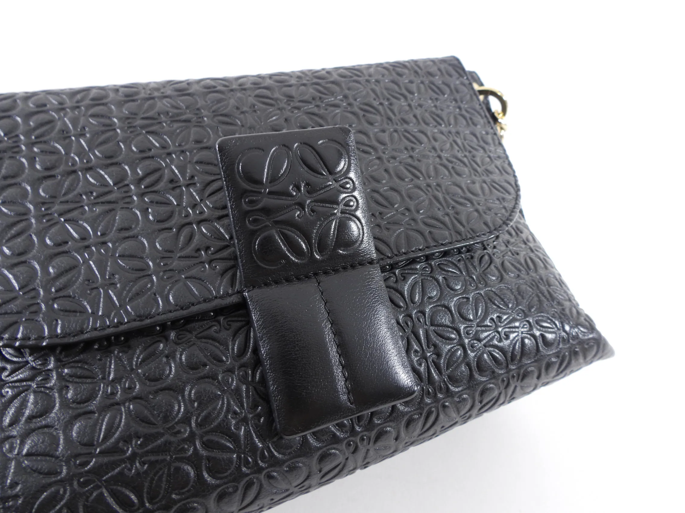 Loewe Black Embossed Anagram Avenue Chain Bag