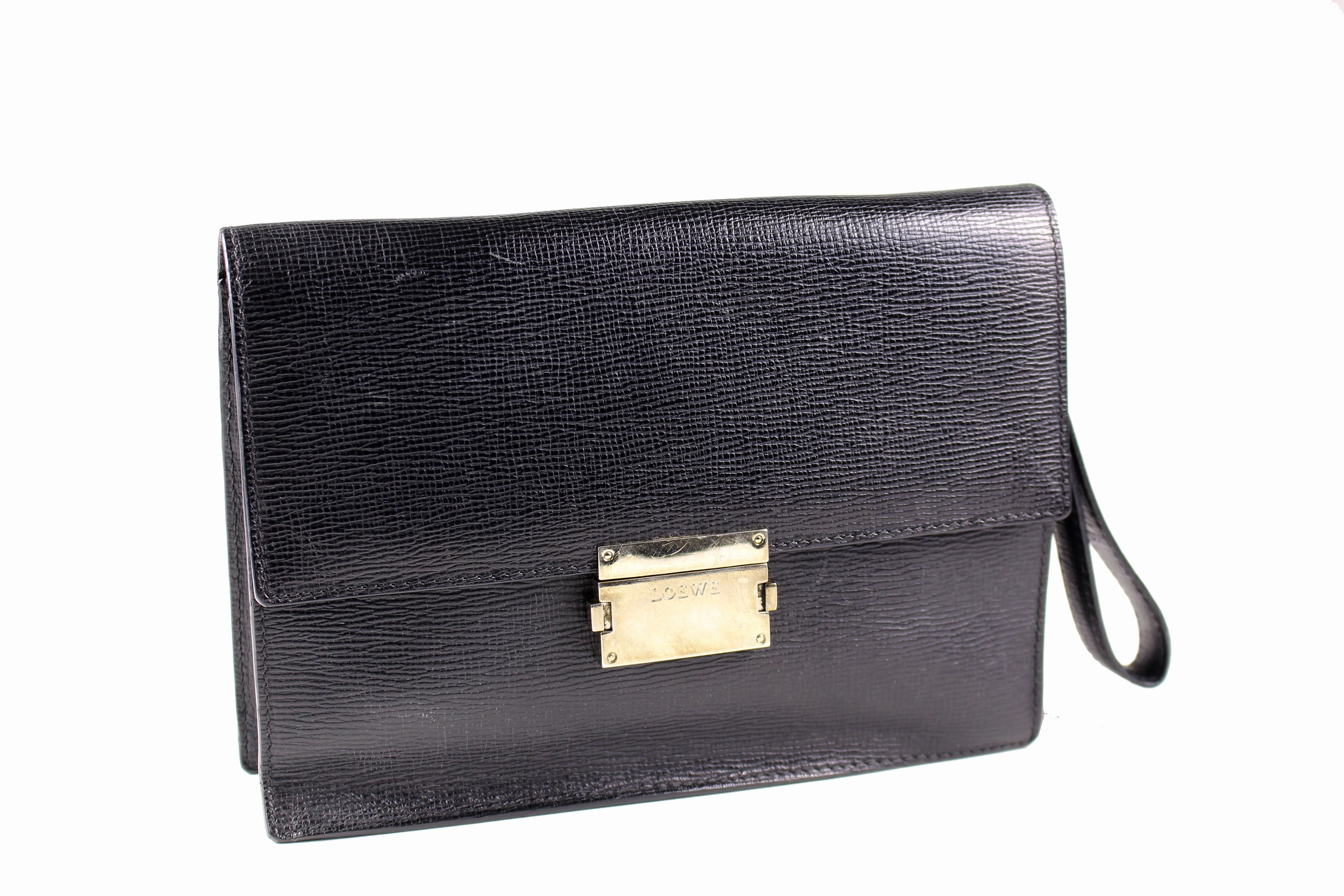 LOEWE man bag black leather optional handle