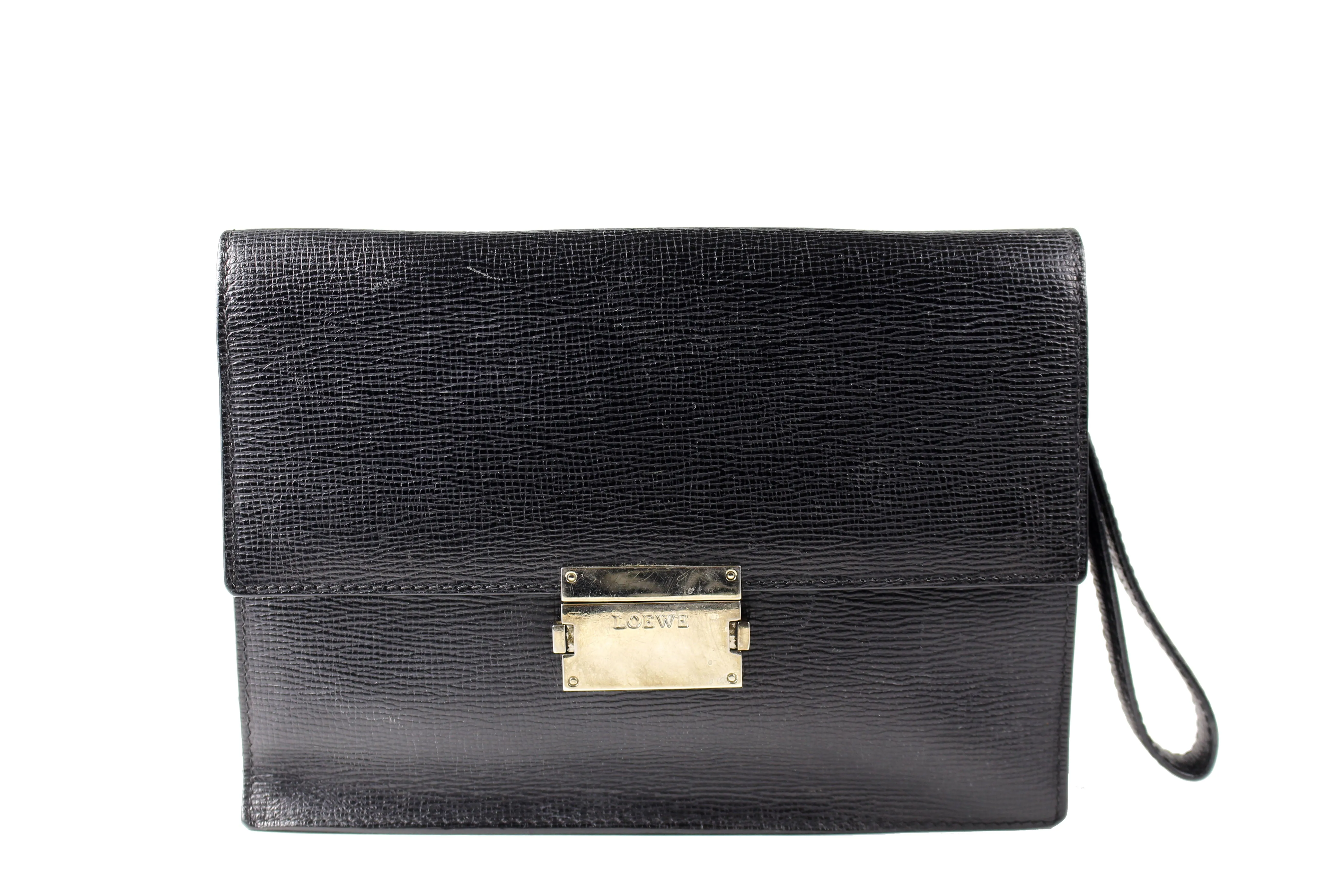 LOEWE man bag black leather optional handle