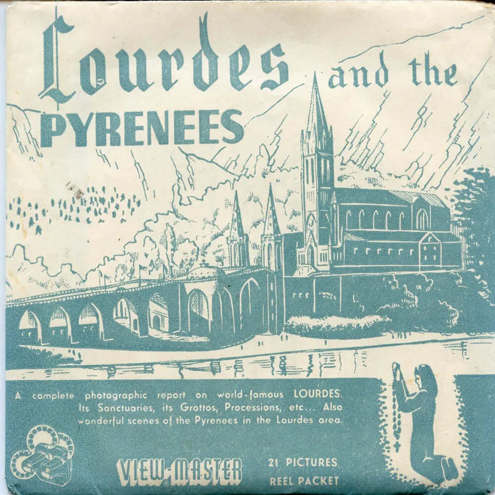 Lourdes and the Pyrenees - View-Master 3 Reel Packet - 1950s views - vintage - (PKT-LOURD-BS2)