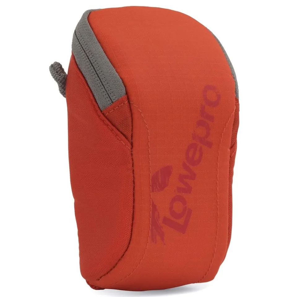 Lowepro Dashpoint 10 Camera Pouch Bag with Wide Opening, Shoulder Strap, Velcro Belt Loop with Built-In Memory Card Pocket for Small Electronics, Smartphones and Devices (Pepper Red, Slate Gray)