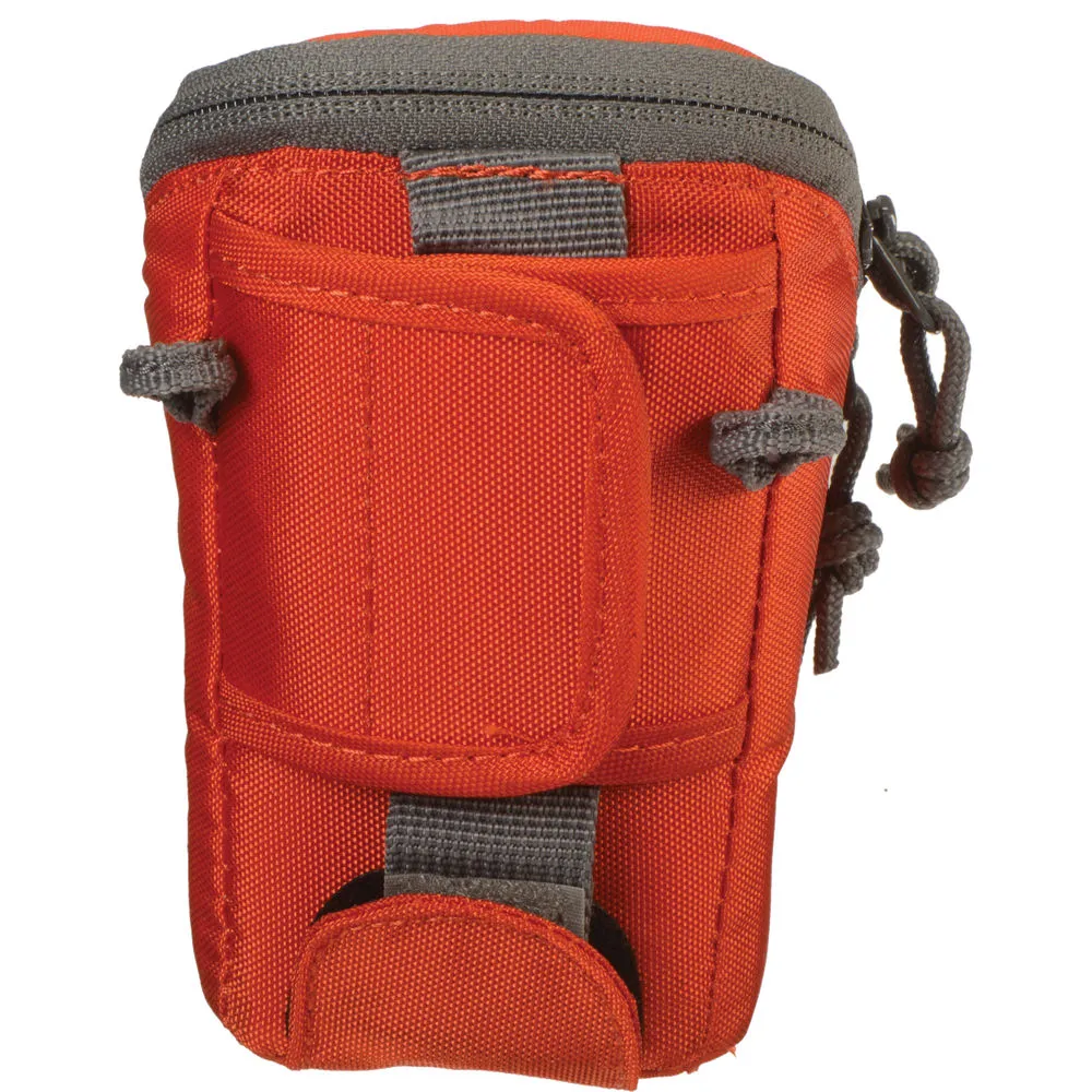 Lowepro Dashpoint 10 Camera Pouch Bag with Wide Opening, Shoulder Strap, Velcro Belt Loop with Built-In Memory Card Pocket for Small Electronics, Smartphones and Devices (Pepper Red, Slate Gray)