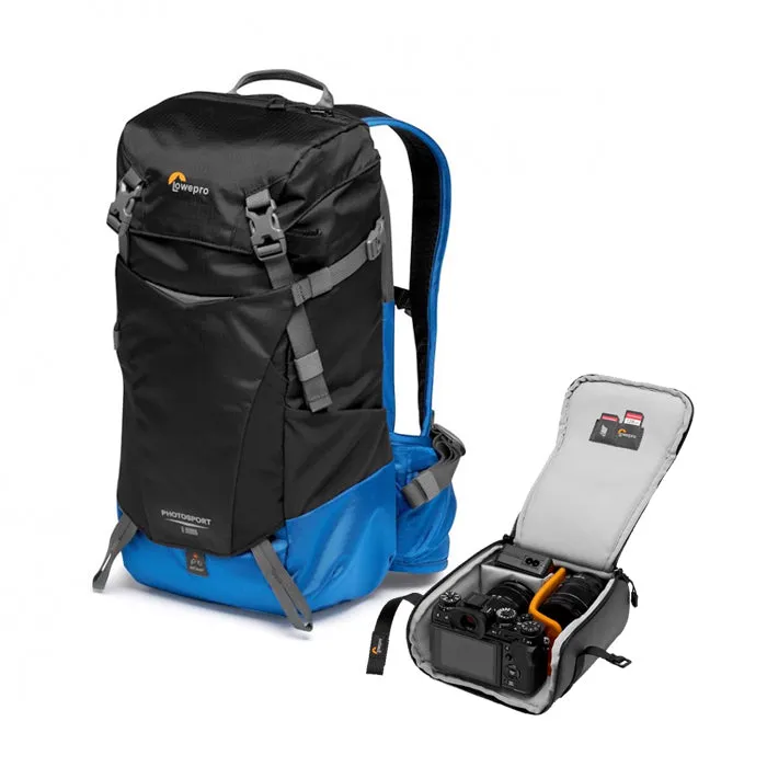 Lowepro PhotoSport BP 15L AW III Lightweight Weather-Resistant Photo Backpack with Removable GearUp Camera Insert for Hiking and Travel (Gray/Blue)