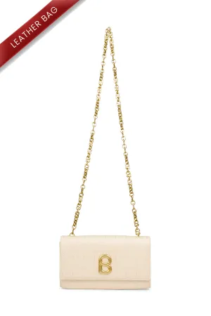 Luna Leather Wallet on Chain - Nude