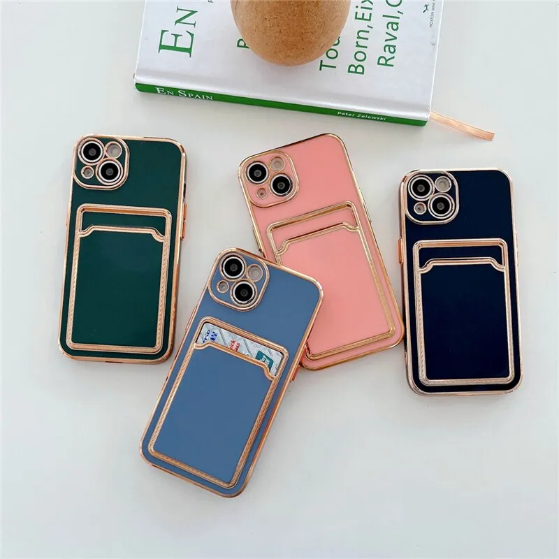 Luxury Gold Plating Card Holder Phone Case For iPhone