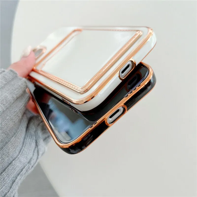 Luxury Gold Plating Card Holder Phone Case For iPhone