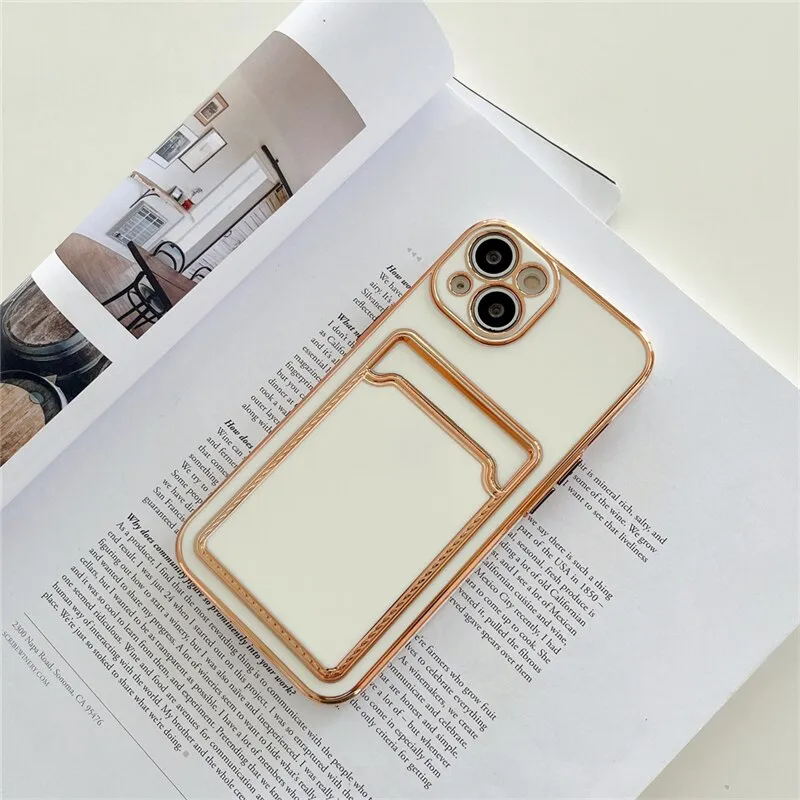 Luxury Gold Plating Card Holder Phone Case For iPhone