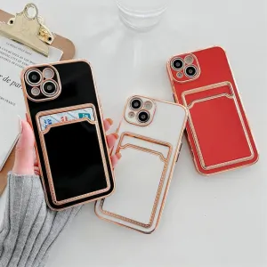 Luxury Gold Plating Card Holder Phone Case For iPhone