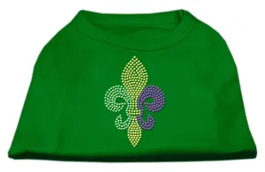 Mardi Gras Fleur De Lis Rhinestone Dog Shirt Emerald Green XL (16)