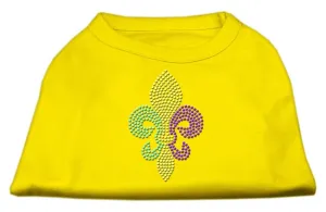 Mardi Gras Fleur De Lis Rhinestone Dog Shirt Yellow Lg (14)