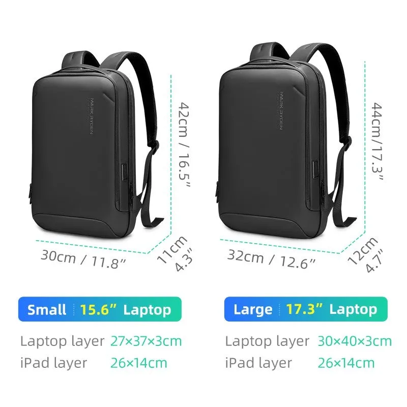 Mark Ryden MR-9008 15.6-inch & 17.3-inch Laptop Computer Slim Compact Backpack USB Charging