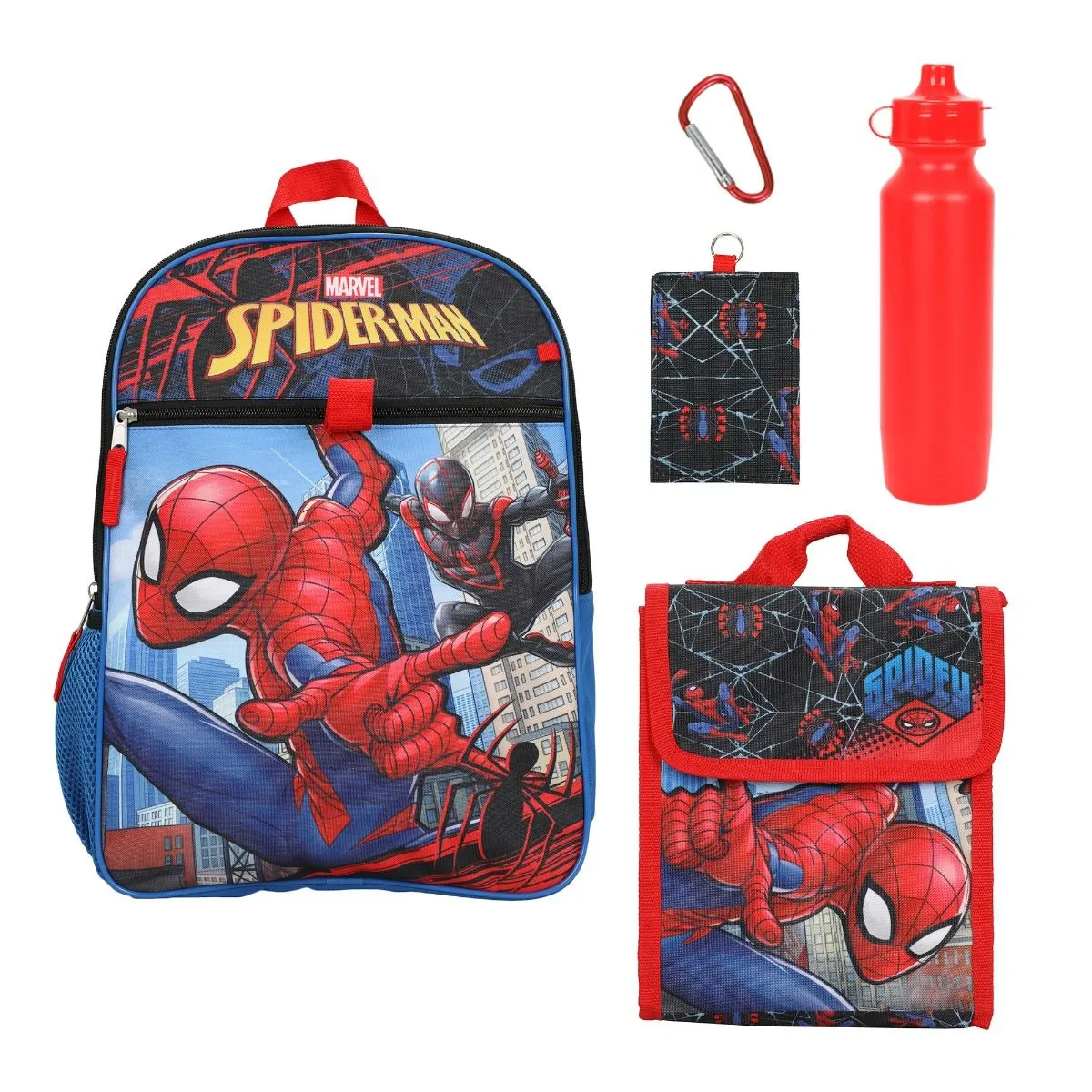 Marvel Spider-Man Miles Morales 5 Piece Kids 16" Backpack Set