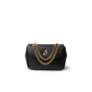 MINI PEBBLE FLAP BAG - BLACK