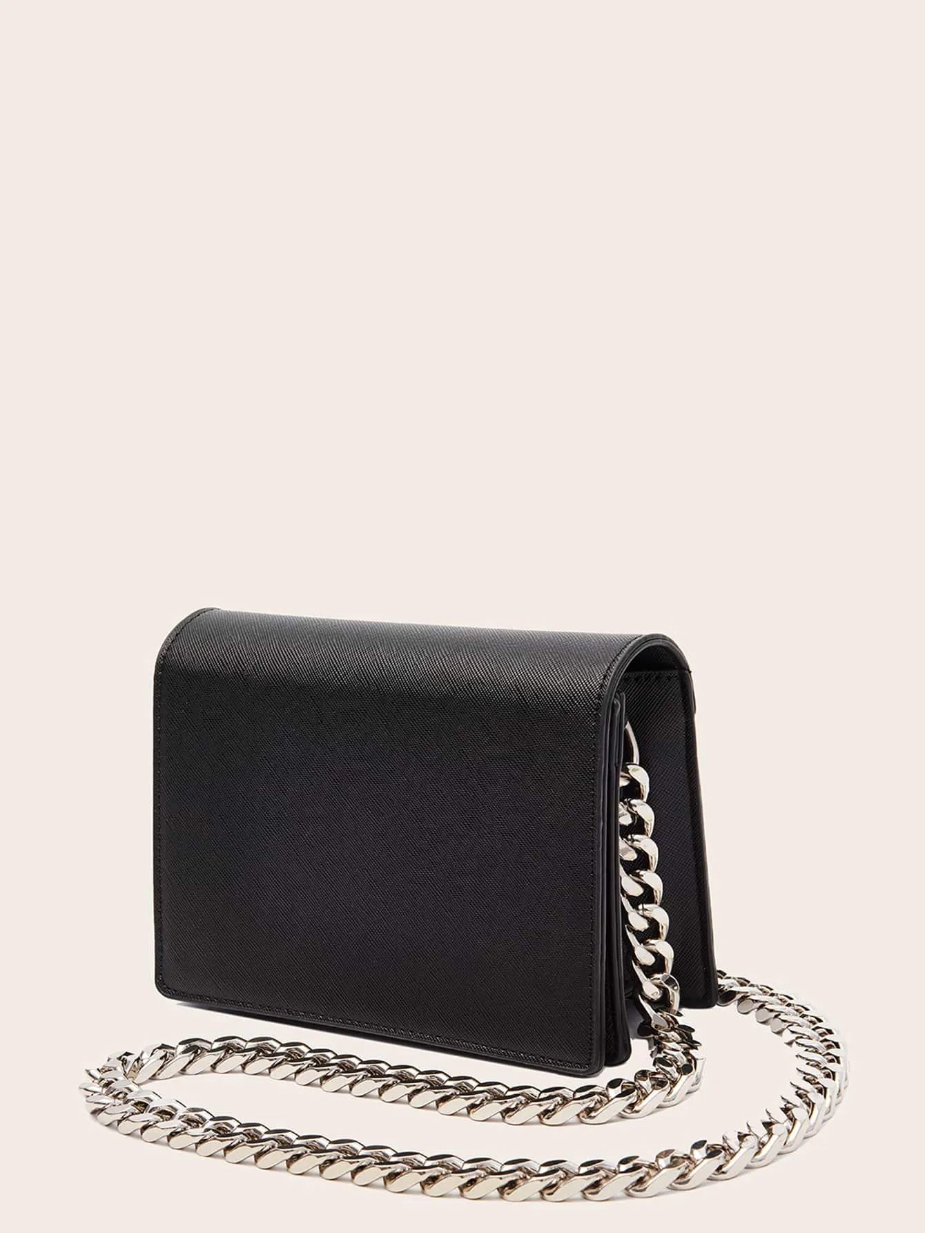 Minimalist Faux Leather Chain Crossbody Bag