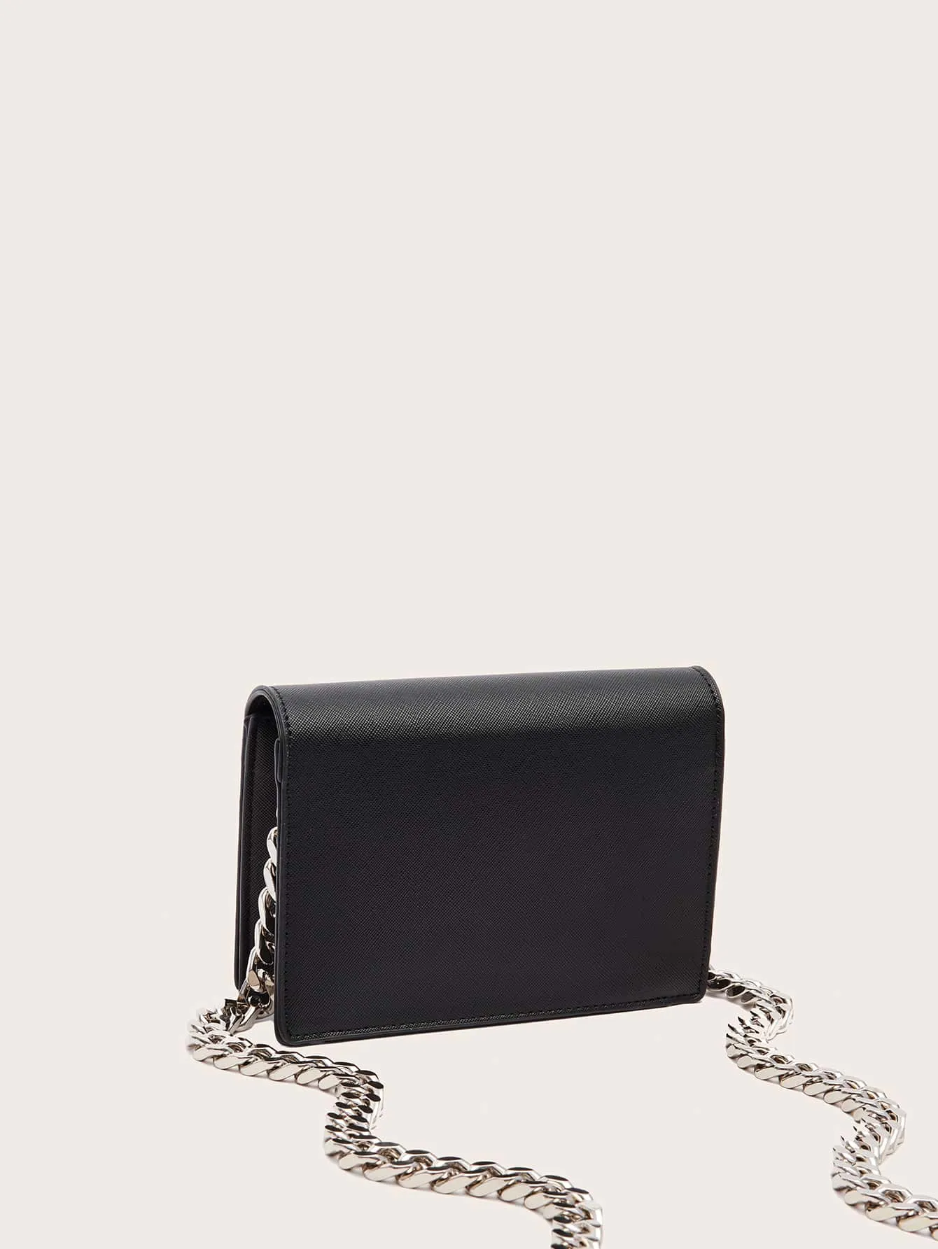 Minimalist Faux Leather Chain Crossbody Bag