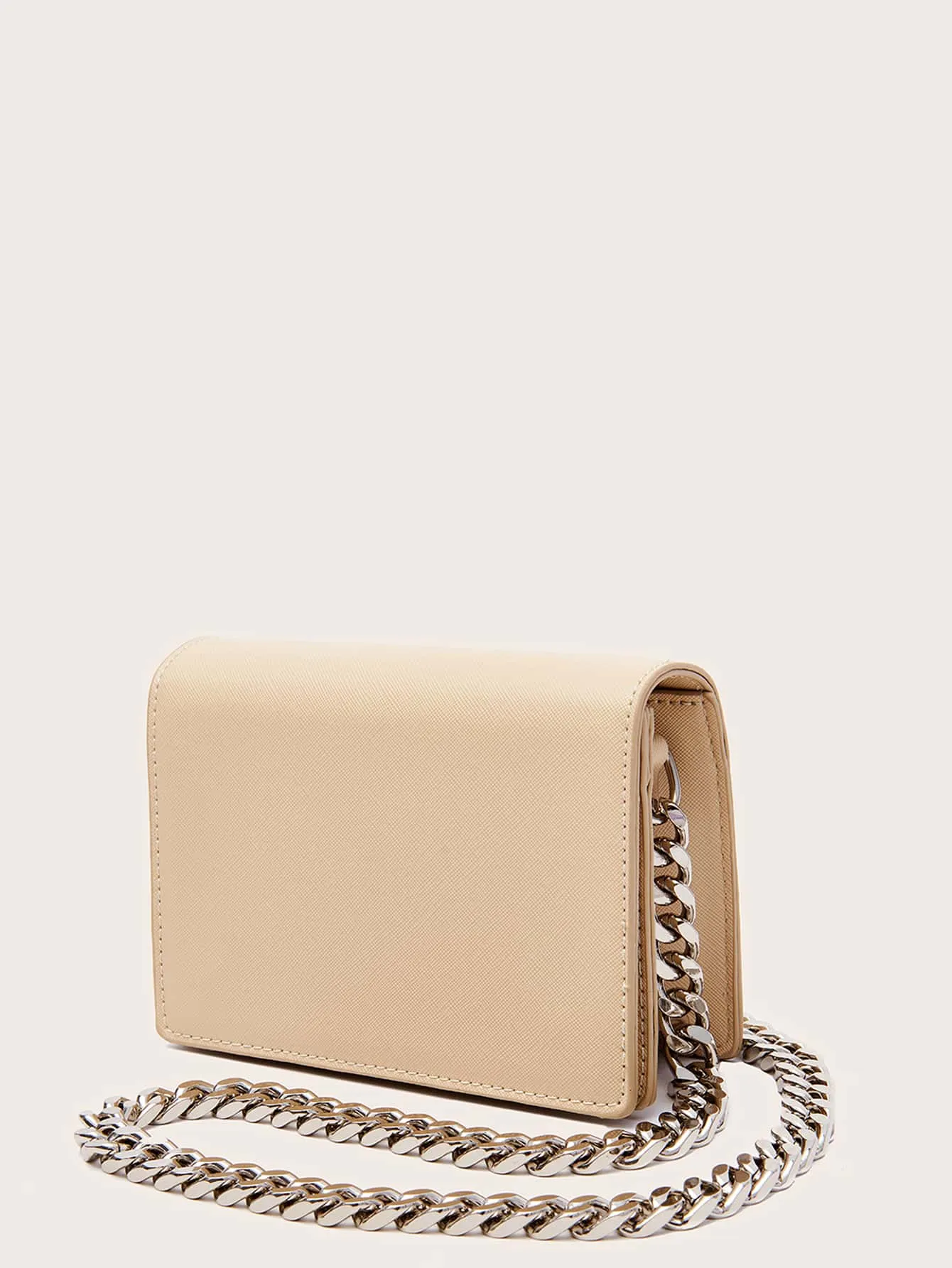 Minimalist Faux Leather Chain Crossbody Bag