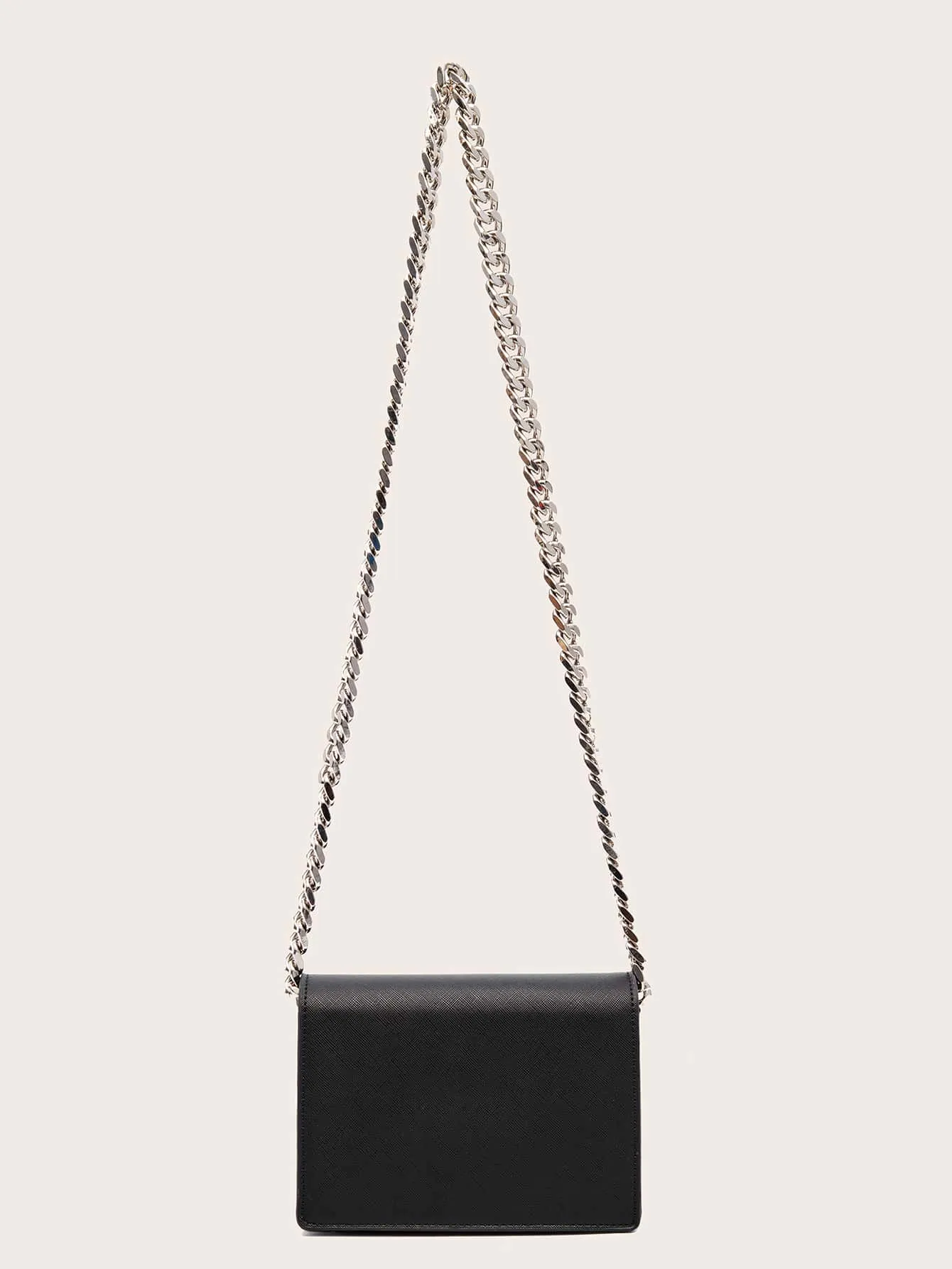 Minimalist Faux Leather Chain Crossbody Bag