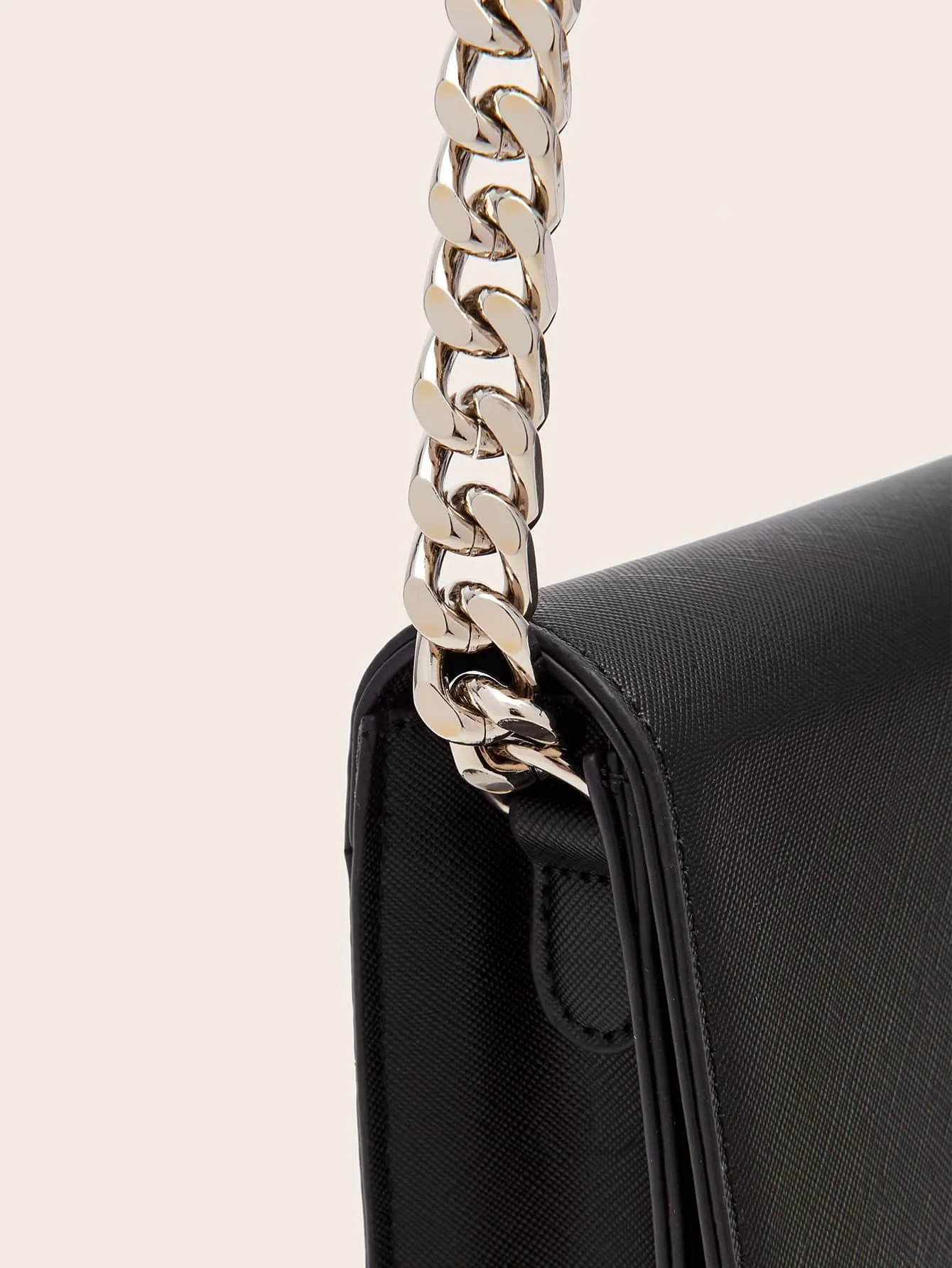 Minimalist Faux Leather Chain Crossbody Bag