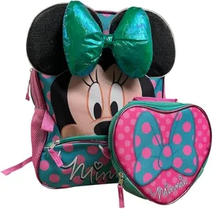 Minnie Mouse 16 inch School Backpack With Detachable Lunch Box Set -