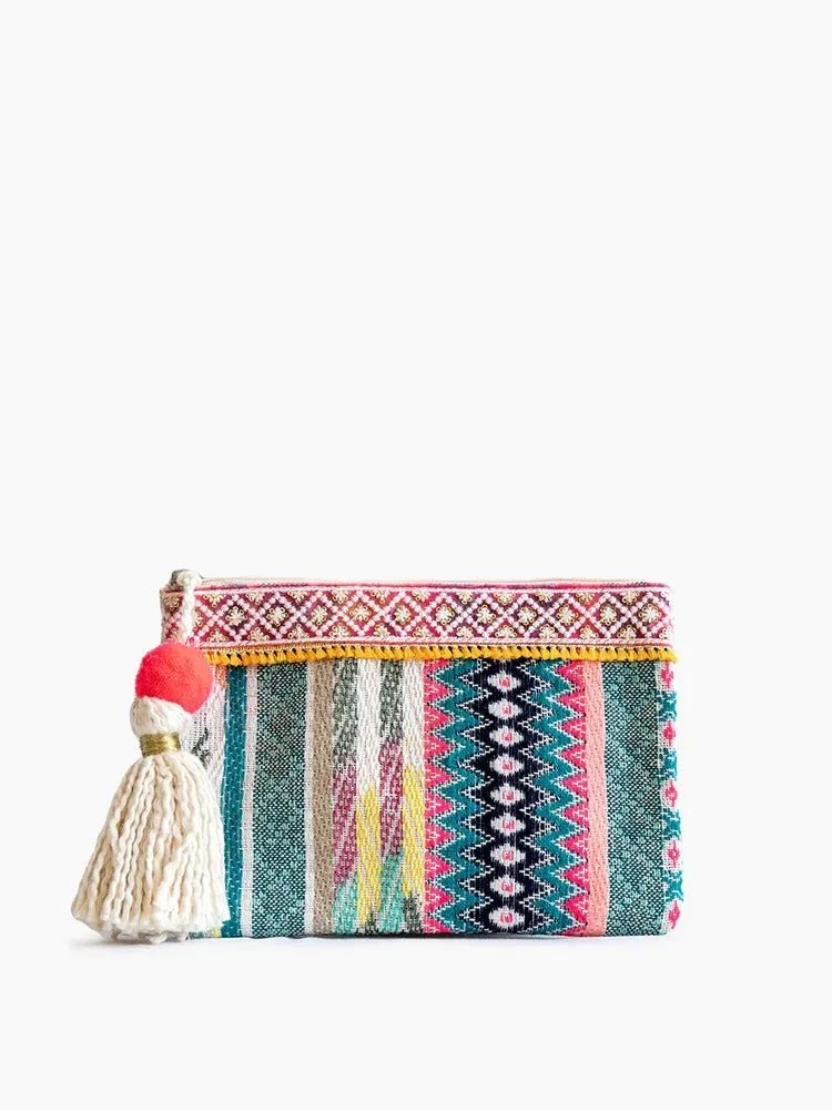 Mixed Print Tassel Cotton Pouch