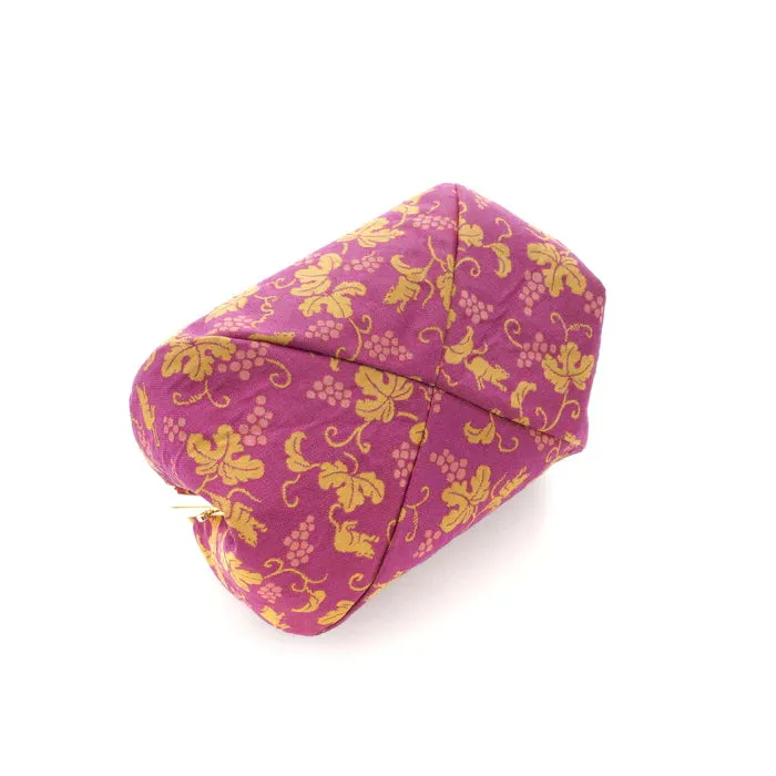 Nishijin-ori Small Pouch - Grape and Mice -, Made in Kyoto, Japan, Cosmetic Pouch, Makeup Pouch, Japanese Gamaguchi Pouch, Travel Toiletry Pouch, Stationery Pouch, Bag organizer, Bag in Bag