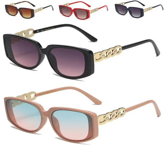 Oversized Narrow Womens Chunky Chain temple sunglasses UV400