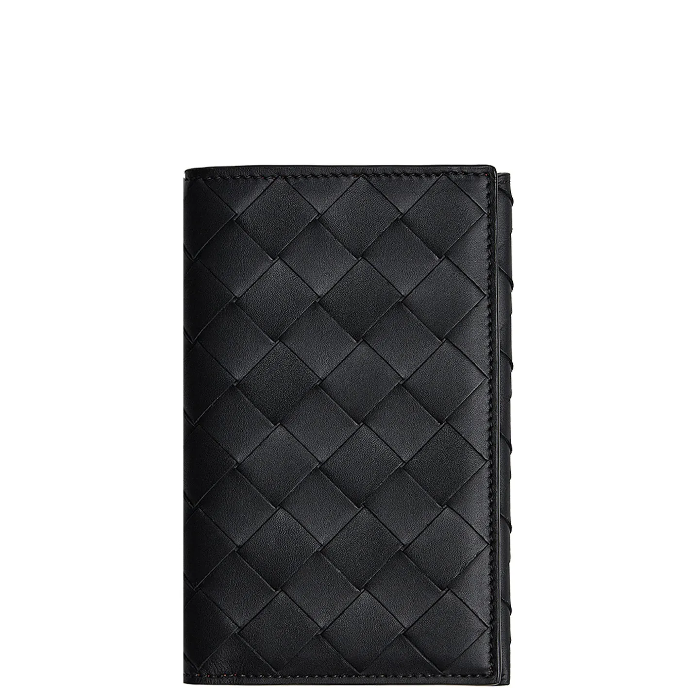 Passport Holder Intrecciato, Black/Orange